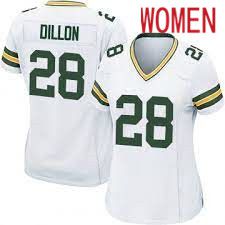 Women Green Bay Packers #28 AJ Dillon Nike White Player Game NFL Jersey->women nfl jersey->Women Jersey
